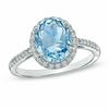 Thumbnail Image 1 of Oval Aquamarine and 0.20 CT. T.W. Diamond Frame Ring in 10K White Gold