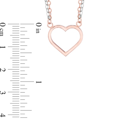 Double Row Heart Necklace in 10K Two-Tone Gold