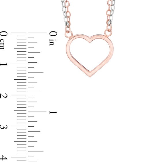 Double Row Heart Necklace in 10K Two-Tone Gold