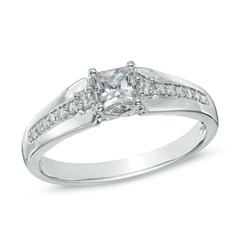 0.50 CT. T.W. Princess-Cut Diamond Engagement Ring in 14K White Gold