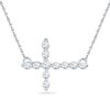 Thumbnail Image 1 of Lab-Created White Sapphire Sideways Cross Necklace in Sterling Silver