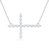 Thumbnail Image 0 of Lab-Created White Sapphire Sideways Cross Necklace in Sterling Silver