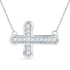 Thumbnail Image 0 of Lab-Created White Sapphire Sideways Cross Necklace in Sterling Silver