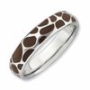 Thumbnail Image 1 of Stackable Expressions™ 4.5mm Brown and White Enamel Giraffe Print Band in Sterling Silver