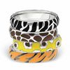 Thumbnail Image 1 of Stackable Expressions™ 4.5mm Brown and White Enamel Giraffe Print Band in Sterling Silver