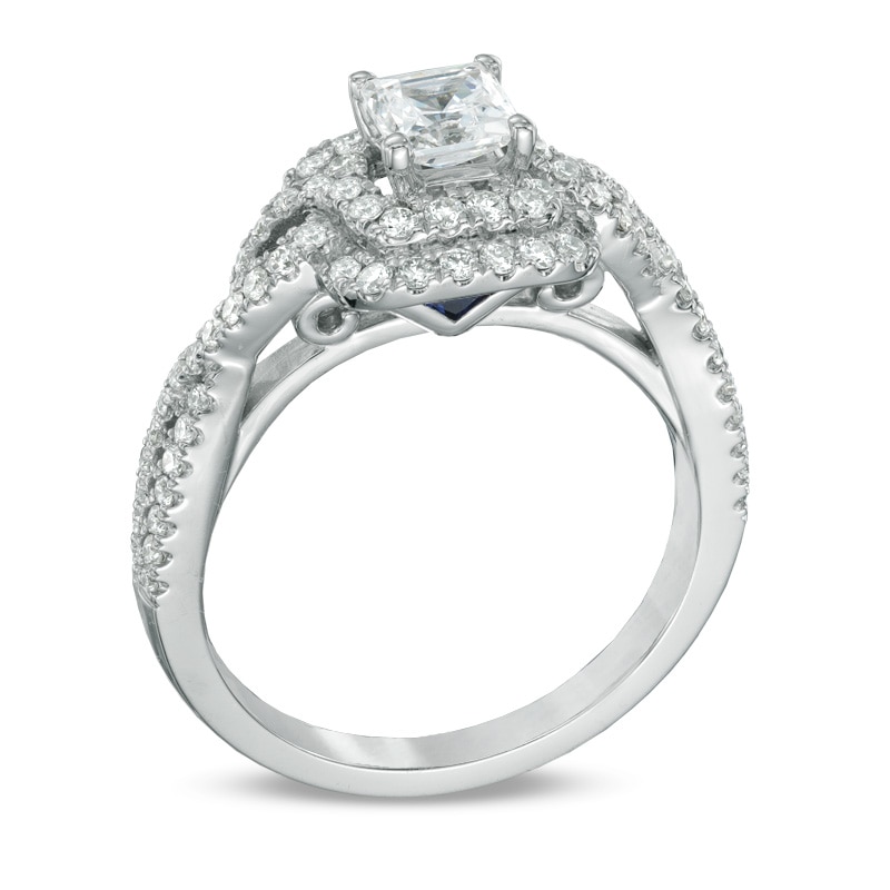 Main Image 2 of Vera Wang Love Collection 0.95 CT. T.W. Princess-Cut Diamond Double Frame Ring in 14K White Gold