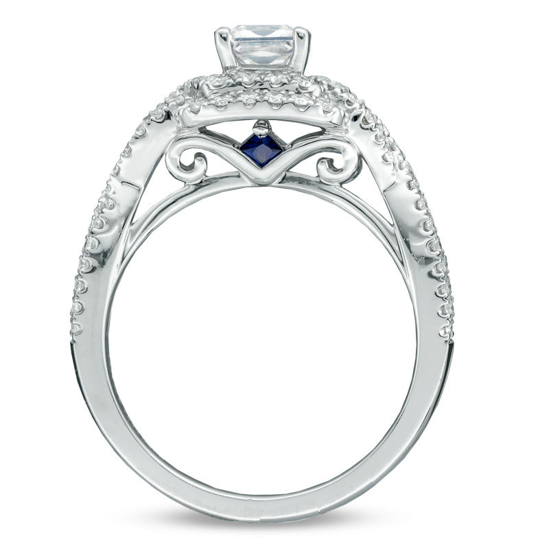 Main Image 3 of Vera Wang Love Collection 0.95 CT. T.W. Princess-Cut Diamond Double Frame Ring in 14K White Gold