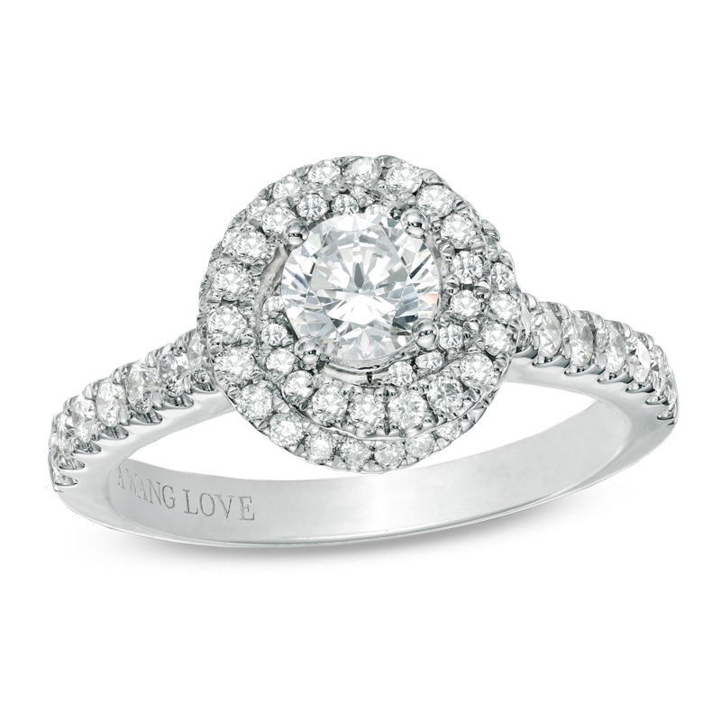 Vera Wang Love Collection 0.95 CT. T.W. Diamond Swirl Frame Engagement Ring in 14K White Gold|Peoples Jewellers