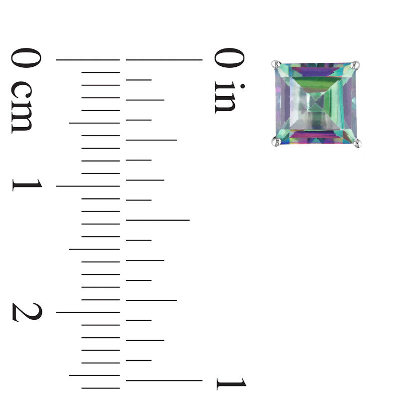 Main Image 3 of 6.0mm Princess-Cut Mystic Fire® Topaz Stud Earrings in 10K White Gold