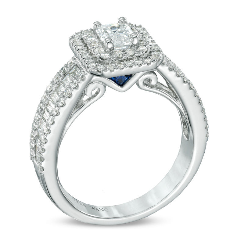 Main Image 2 of Vera Wang Love Collection 1.45 CT. T.W. Emerald-Cut Diamond Double Frame Ring in 14K White Gold