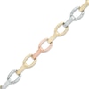 Fancy Link Bracelet in 10K Tri-Tone Gold - 7.25"
