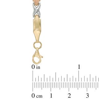 X Link Bracelet in 10K Tri-Tone Gold - 7.5"