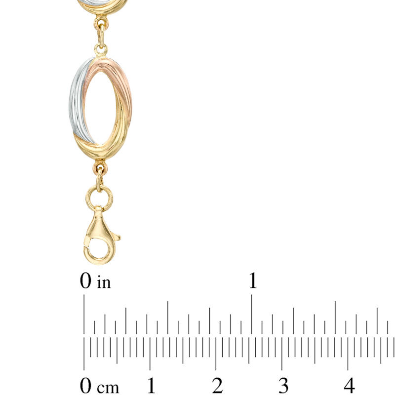 Oval Link Bracelet in 10K Tri-Tone Gold - 7.25"
