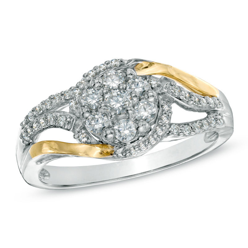 0.50 CT. T.W. Certified Canadian Diamond Cluster Ring in 14K Two-Tone Gold (I/I1)