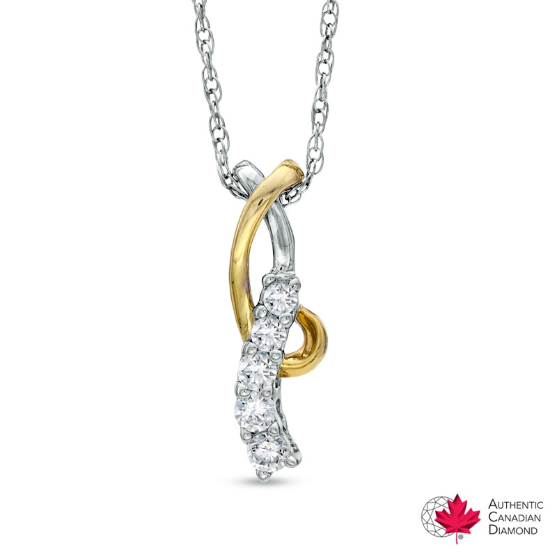 Main Image 1 of 0.20 CT. T.W. Certified Canadian Diamond Journey Pendant in 14K Two-Tone Gold (I/I1)