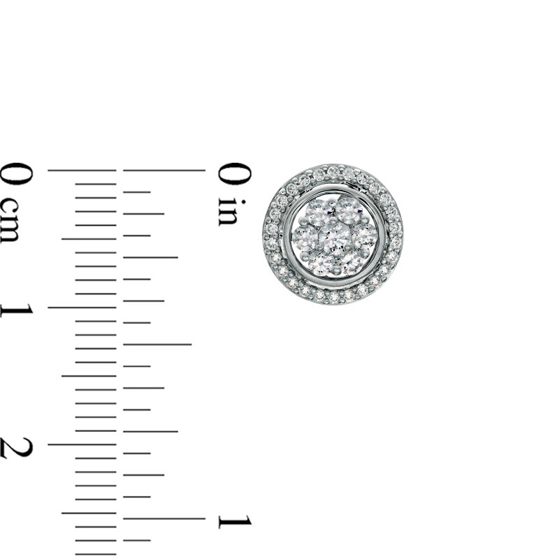 Main Image 2 of 0.63 CT. T.W. Certified Canadian Diamond Cluster Frame Stud Earrings in 14K White Gold (I/I1)