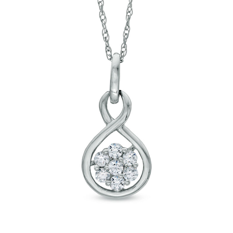 0.35 CT. T.W. Certified Canadian Diamond Cluster Infinity Pendant in 14K White Gold (I/I1)