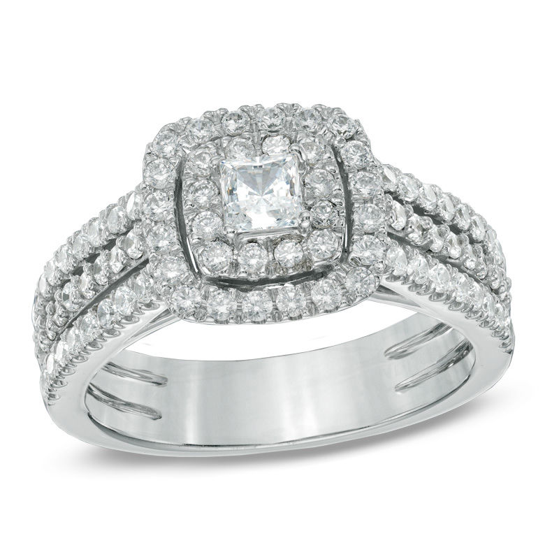 Celebration Canadian Grand™ 1.00 CT. T.W. Princess-Cut Diamond Frame Ring in 14K White Gold (H-I/I1)