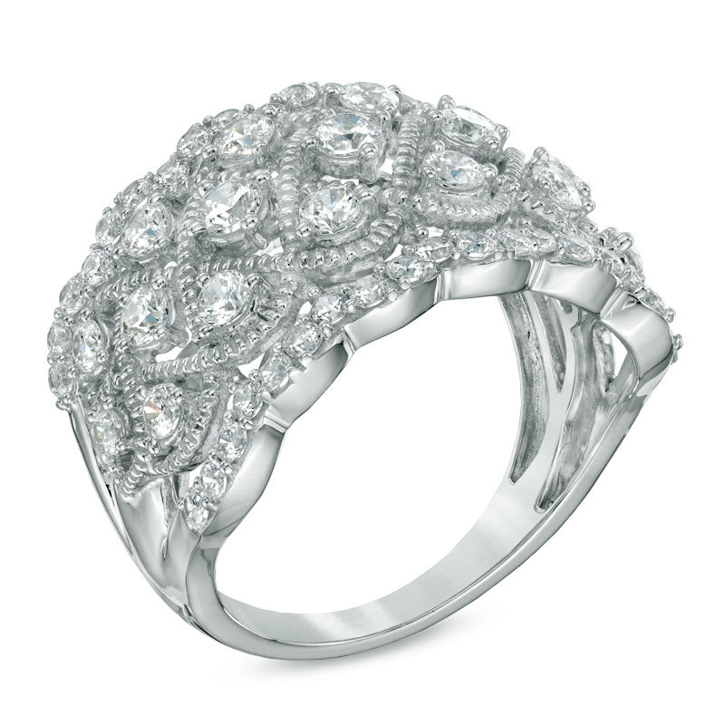 1.50 CT. T.W. Diamond Lattice Cluster Band 10K White Gold