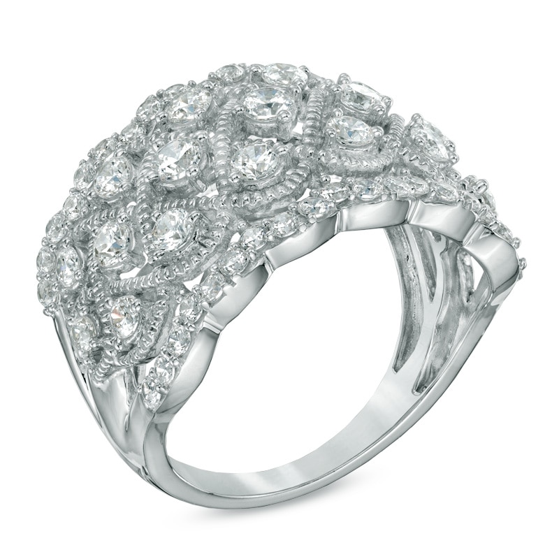 Main Image 2 of 1.50 CT. T.W. Diamond Lattice Cluster Band in 10K White Gold