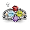 Thumbnail Image 1 of Mother's Cushion-Cut Simulated Birthstone Ring in Sterling Silver and 14K Gold (3 Stones)