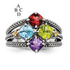 Thumbnail Image 2 of Mother's Cushion-Cut Simulated Birthstone Ring in Sterling Silver and 14K Gold (4 Stones)