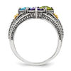 Thumbnail Image 3 of Mother's Cushion-Cut Simulated Birthstone Ring in Sterling Silver and 14K Gold (4 Stones)