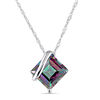 Thumbnail Image 1 of 8.0mm Princess-Cut Rainbow Green Topaz Overlay Pendant in 10K White Gold - 17&quot;