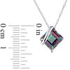 Thumbnail Image 3 of 8.0mm Princess-Cut Rainbow Green Topaz Overlay Pendant in 10K White Gold - 17&quot;
