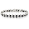 Thumbnail Image 0 of Oval Black Sapphire and Diamond Accent Bracelet in Sterling Silver