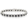 Thumbnail Image 1 of Oval Black Sapphire and Diamond Accent Bracelet in Sterling Silver