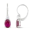 Thumbnail Image 1 of Oval Lab-Created Ruby and White Lab-Created Sapphire Earrings in Sterling Silver