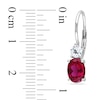 Thumbnail Image 2 of Oval Lab-Created Ruby and White Lab-Created Sapphire Earrings in Sterling Silver