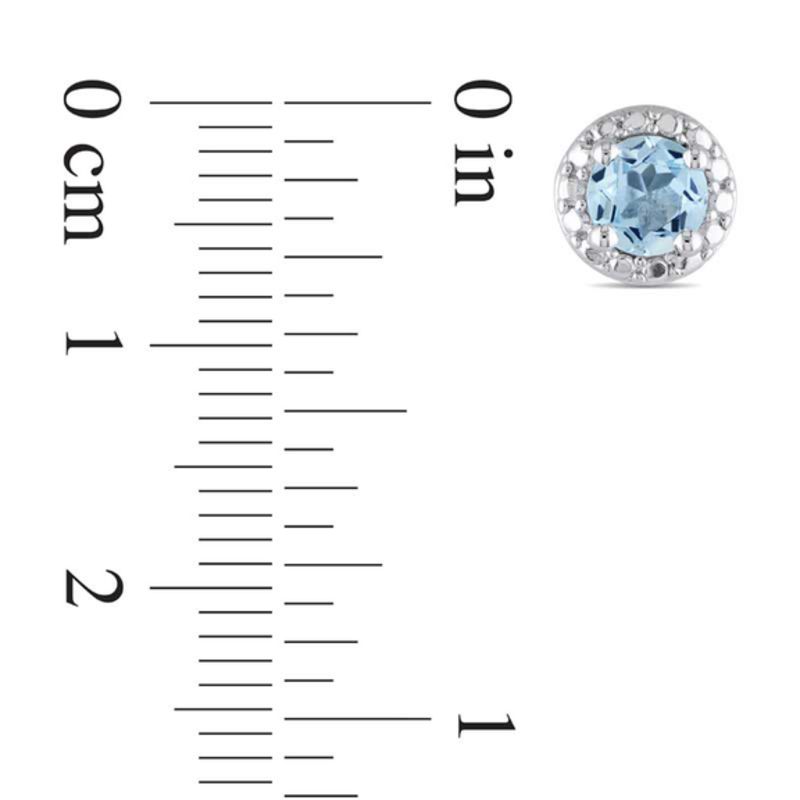 5.0mm Sky Blue Topaz Beaded Frame Stud Earrings in Sterling Silver