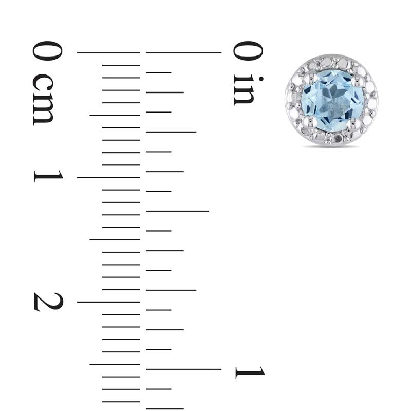 Main Image 2 of 5.0mm Sky Blue Topaz Beaded Frame Stud Earrings in Sterling Silver