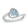 5.0mm Sideways Heart-Shaped Aquamarine and Diamond Accent Ring in Sterling Silver