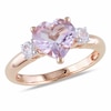 Heart-Shaped Rose de France Amethyst and Lab-Created White Sapphire Ring in Sterling Silver with Rose Rhodium