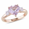 Thumbnail Image 0 of Heart-Shaped Amethyst and White Lab-Created Sapphire Ring in Sterling Silver with Rose Rhodium