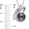 Thumbnail Image 3 of 9.0-9.5mm Black Tahitian Cultured Pearl and 0.23 CT. T.W. Diamond Swirl Pendant in 10K White Gold-17"