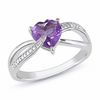 Thumbnail Image 0 of 7.0mm Heart-Shaped Amethyst and Diamond Accent Ring in Sterling Silver