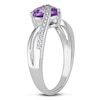 7.0mm Heart-Shaped Amethyst and Diamond Accent Ring in Sterling Silver