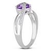 7.0mm Heart-Shaped Amethyst and Diamond Accent Ring in Sterling Silver
