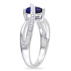 Thumbnail Image 1 of 7.0mm Heart-Shaped Lab-Created Blue Sapphire and Diamond Accent Ring in Sterling Silver