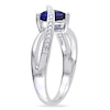 7.0mm Heart-Shaped Lab-Created Blue Sapphire and Diamond Accent Ring in Sterling Silver