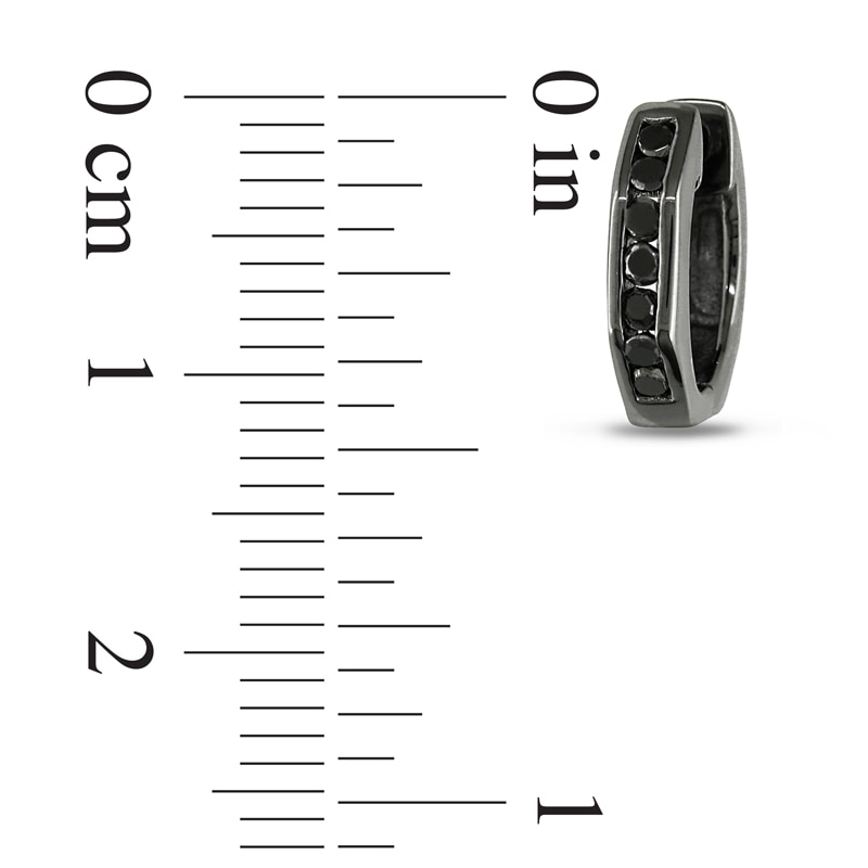 Main Image 2 of 0.23 CT. T.W. Black Diamond Hoop Earrings in Sterling Silver with Black Rhodium