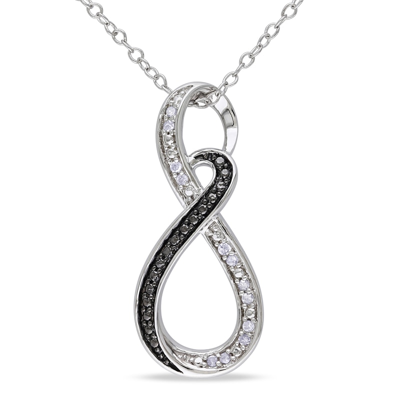 Diamond Accent Beaded Infinity Pendant in Sterling Silver|Peoples Jewellers