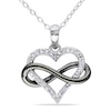 Thumbnail Image 0 of 0.10 CT. T.W. Diamond Sideways Infinity with Heart Pendant in Two-Tone Sterling Silver
