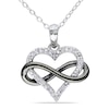 0.10 CT. T.W. Diamond Sideways Infinity with Heart Pendant in Two-Tone Sterling Silver