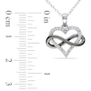 Thumbnail Image 1 of 0.10 CT. T.W. Diamond Sideways Infinity with Heart Pendant in Two-Tone Sterling Silver