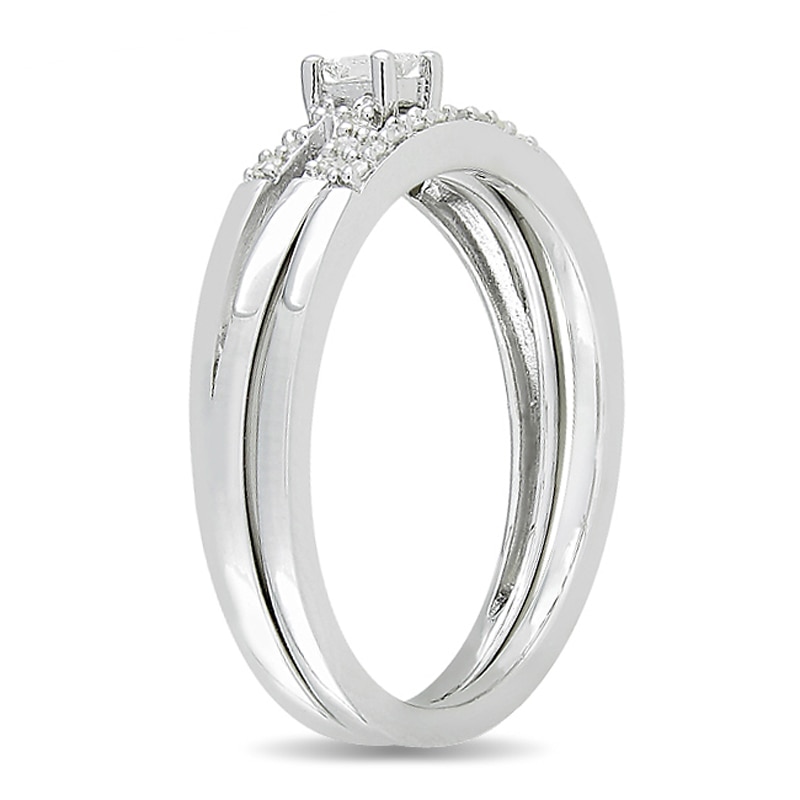 0.20 CT. T.W. Princess-Cut Diamond Bridal Set in Sterling Silver